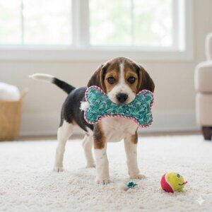 NWT Lilly Pulitzer Squeaky Dog Toy - Barking up the Palm Tree in Seasalt Blue